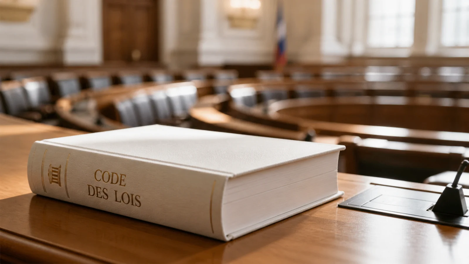 Salle parlementaire suisse vide, image éditoriale illustrant la nécessité de légiférer ce que l'IA n'aura pas le droit de faire.